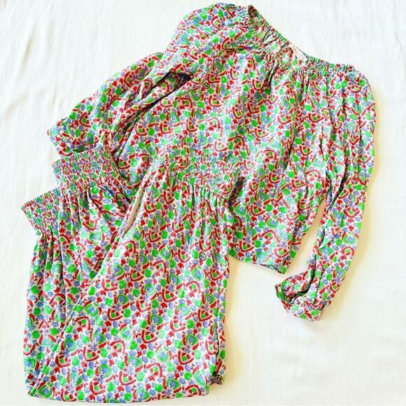 Tory Burch Womens Top Jogger Pants Set Floral Silk Casual Vacation 0 - 2 - Picture 1 of 6